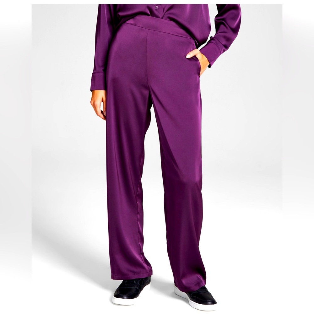 Satin Pants in Plum